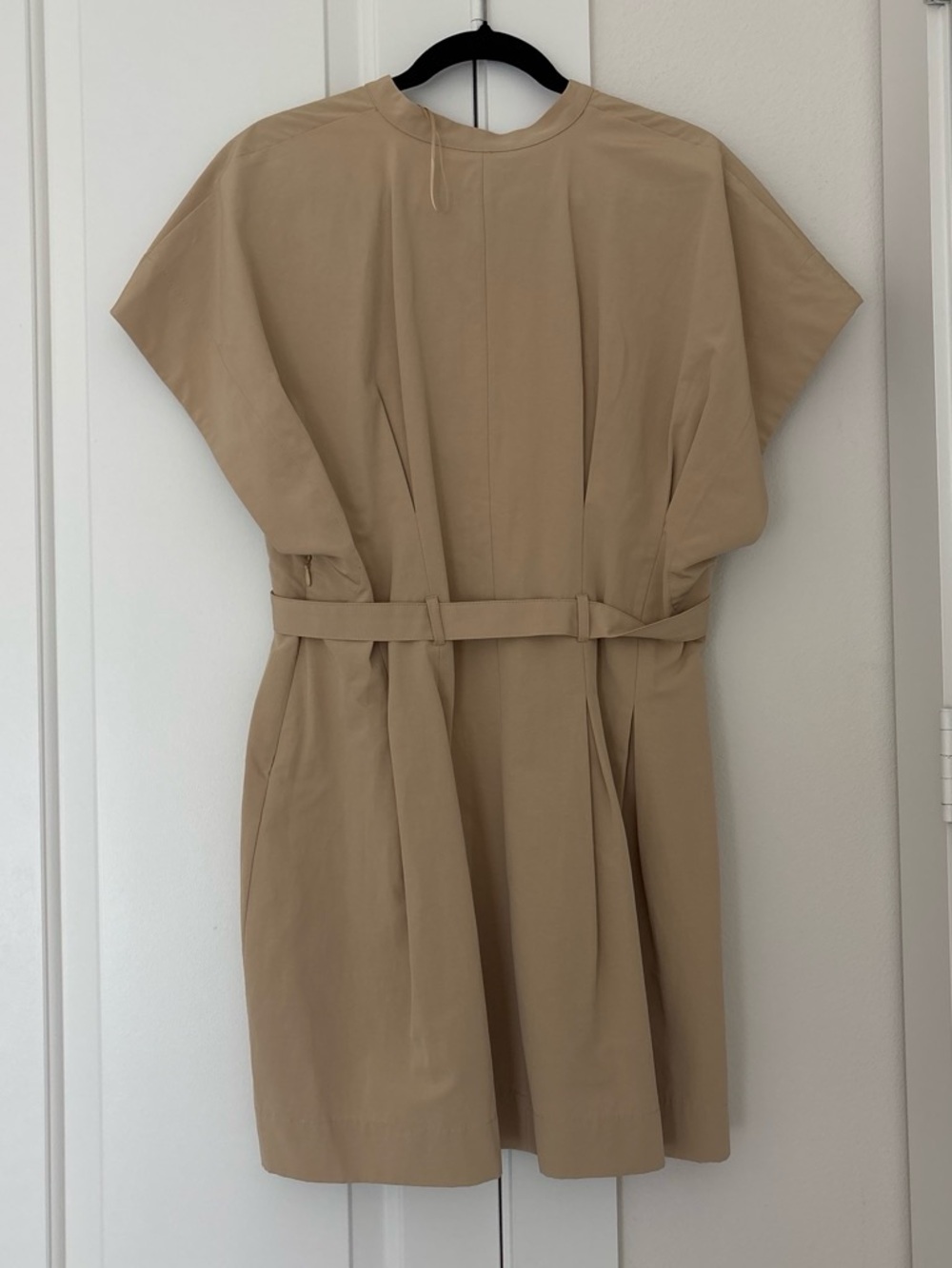 Zara Beige Tan Belted Short-Sleeve Dress - Picture 2 of 3